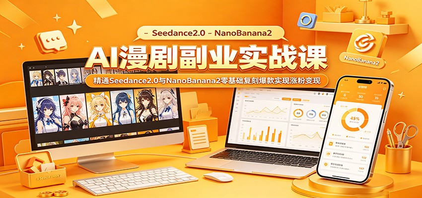 AI漫剧副业实战课：精通Seedance2.0与NanoBanana2零基础复刻爆款实现涨粉变现-HEIXMI（中国站）