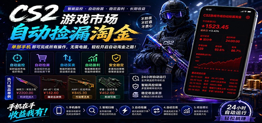 CSGO挂机捡漏项目通过利用游戏饰品交易机制，结合薄凉软件辅助捡漏，实现盈利-HEIXMI（中国站）