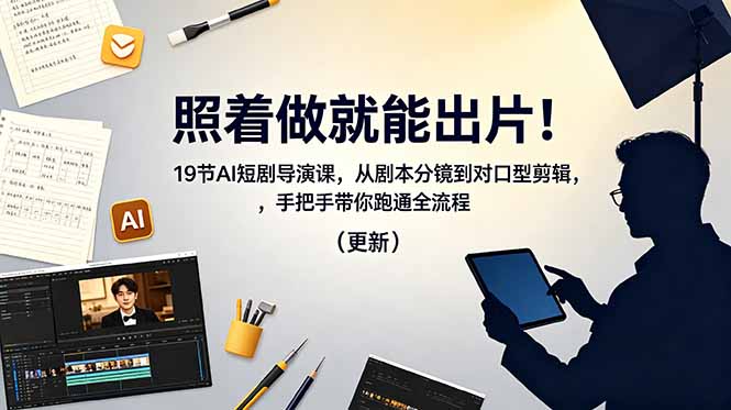 照着做就能出片！19节AI短剧导演课，从剧本分镜到对口型剪辑，手把手带你跑通全流程(更新-HEIXMI（中国站）