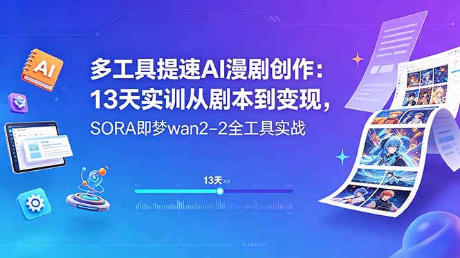 多工具提速AI漫剧创作：13天实训从剧本到变现，SORA即梦wan2-2全工具实战-HEIXMI（中国站）