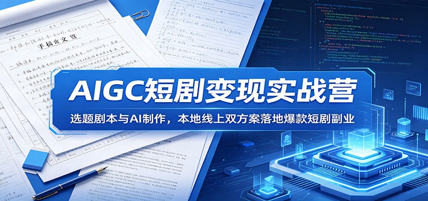 AIGC短剧变现实战营：选题剧本与AI制作，本地线上双方案落地爆款短剧副业-HEIXMI（中国站）