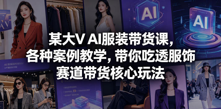 某大V AI服装带货课，各种案例教学，带你吃透服饰赛道带货核心玩法-HEIXMI（中国站）