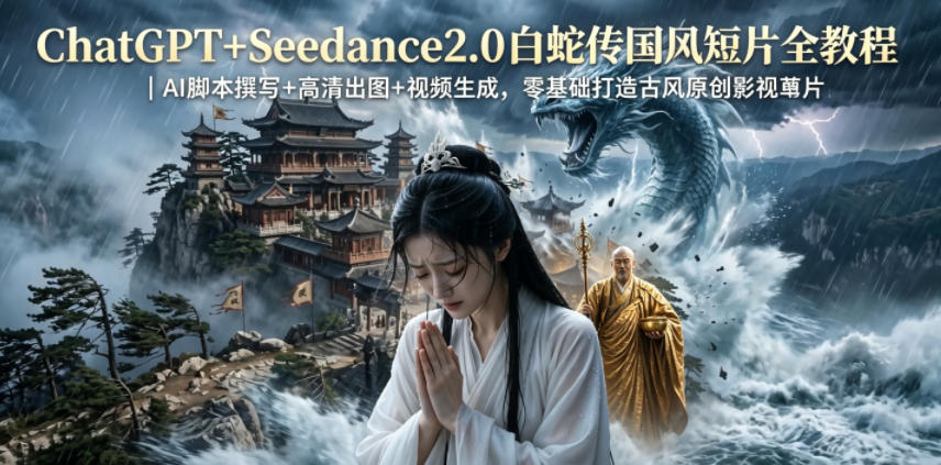 ChatGPT+Seedance2.0白蛇传国风短片全教程｜AI脚本撰写+高清出图+视频生成，零基础打造古风原创影视短片-HEIXMI（中国站）