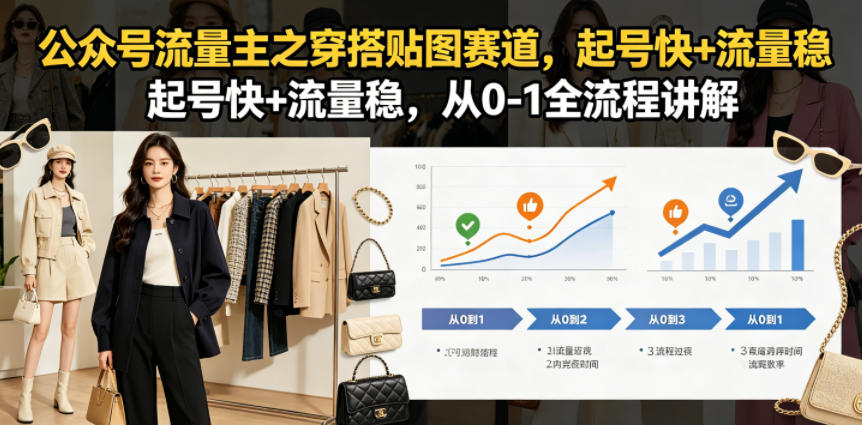 公众号流量主之穿搭贴图赛道，起号快+流量稳，从0-1全流程讲解-HEIXMI（中国站）