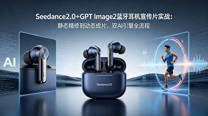 Seedance2.0+GPT Image2蓝牙耳机宣传片实战：静态精修到动态成片，双AI引擎全流程-HEIXMI（中国站）