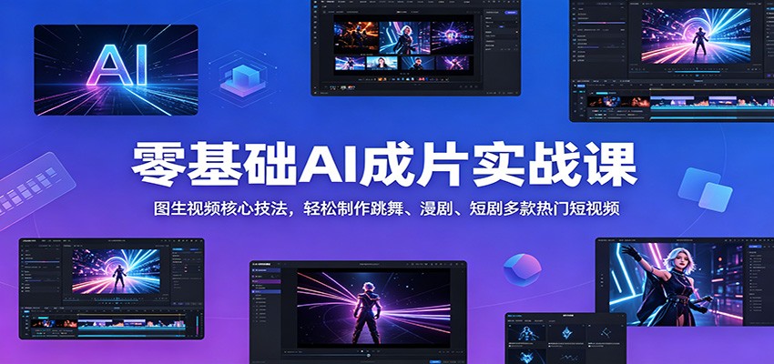 零基础AI成片实战课：图生视频核心技法，轻松制作跳舞、漫剧、短剧多款热门短视频-HEIXMI（中国站）