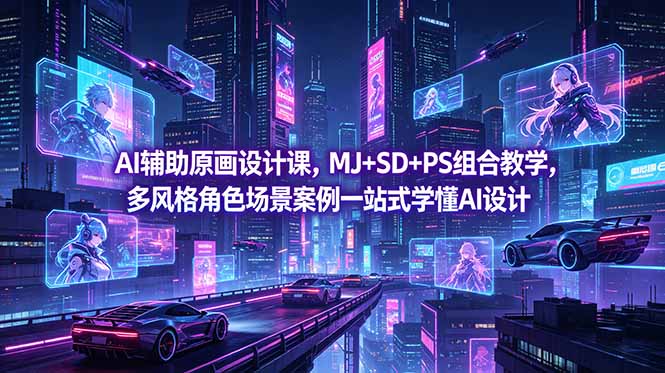 AI辅助原画设计课，MJ+SD+PS组合教学，多风格角色场景案例一站式学懂AI设计-HEIXMI（中国站）