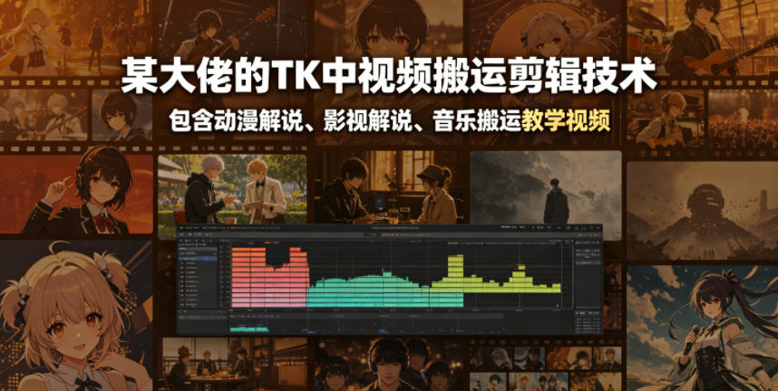 某大佬的TK中视频搬运剪辑技术，包含动漫解说、影视解说、音乐搬运教学视频-HEIXMI（中国站）