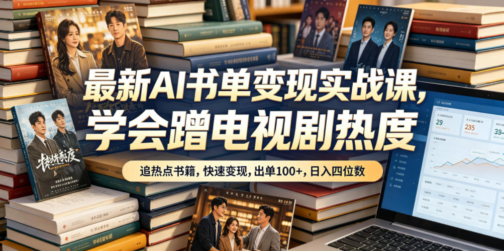 最新AI书单变现实战课，学会蹭电视剧热度，追热点书籍，快速变现，出单100+，日入四位数-HEIXMI（中国站）