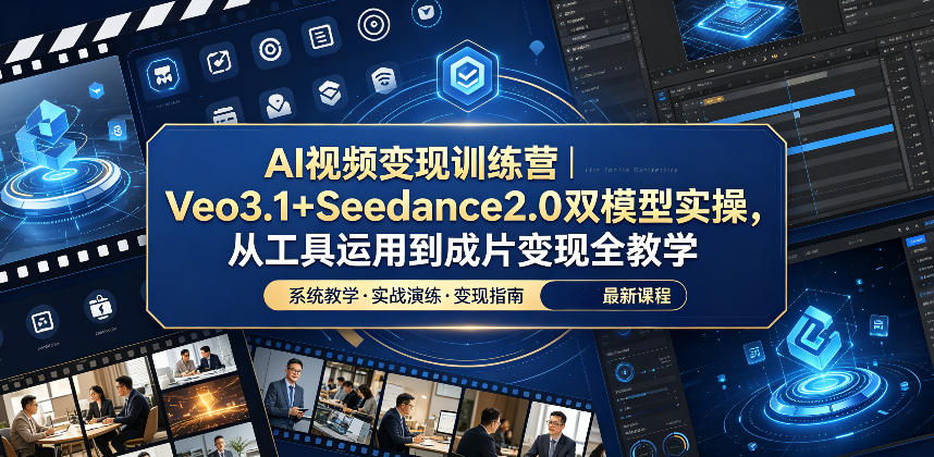 AI视频变现训练营｜Veo3.1+Seedance2.0双模型实操，从工具运用到成片变现全教学-HEIXMI（中国站）