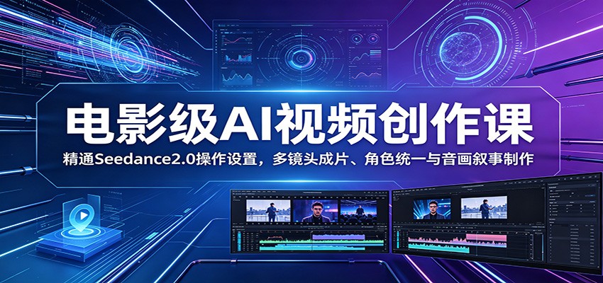 电影级AI视频创作课：精通Seedance2.0操作设置，多镜头成片、角色统一与音画叙事制作-HEIXMI（中国站）