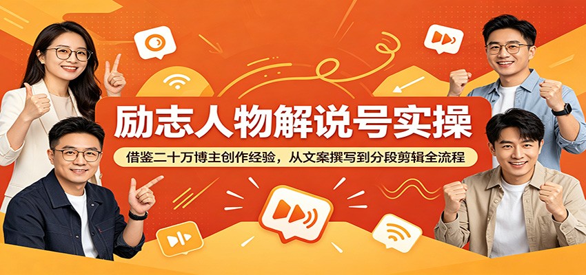 励志人物解说号实操：借鉴二十万博主创作经验，从文案撰写到分段剪辑全流程-HEIXMI（中国站）