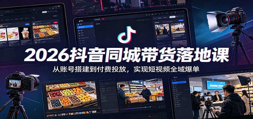 2026抖音同城带货落地课：从账号搭建到付费投放，实现短视频全域爆单-HEIXMI（中国站）