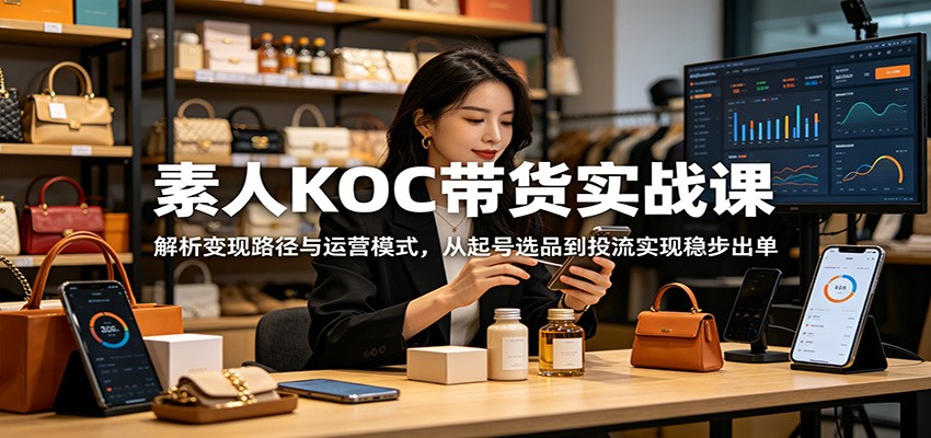 素人KOC带货实战课：解析变现路径与运营模式，从起号选品到投流实现稳步出单-HEIXMI（中国站）