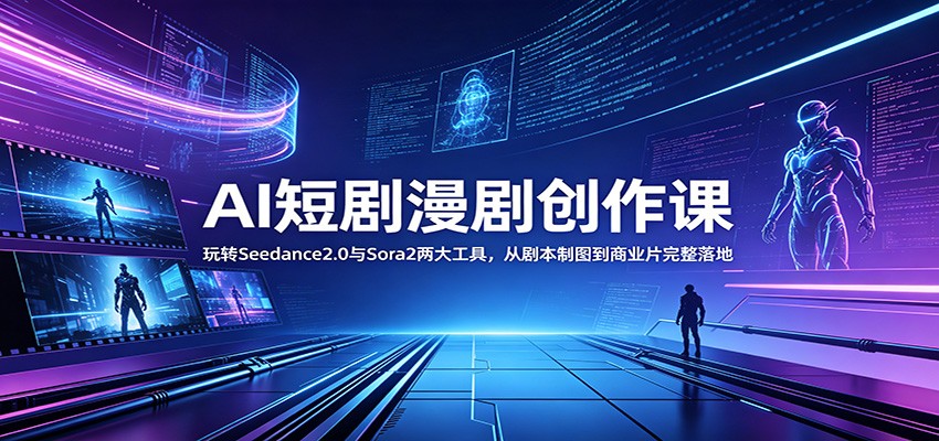 AI短剧漫剧创作课：玩转Seedance2.0与 Sora2两大工具，从剧本制图到商业片完整落地-HEIXMI（中国站）