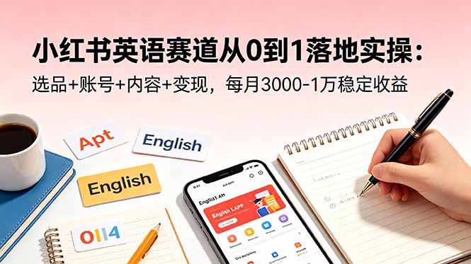 小红书英语赛道从0到1落地实操：选品+账号+内容+变现，每月3000-1万稳定收益-HEIXMI（中国站）