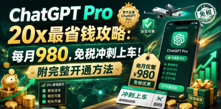 ChatGPT Pro 20x最省钱攻略：每月980，免税冲刺上车！附完整开通方法【文档】-HEIXMI（中国站）