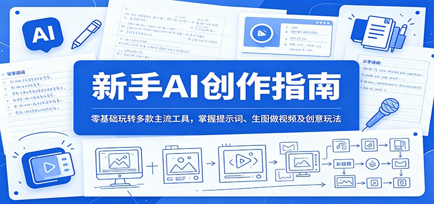 新手AI创作指南：零基础玩转多款主流工具，掌握提示词、生图做视频及创意玩法-HEIXMI（中国站）