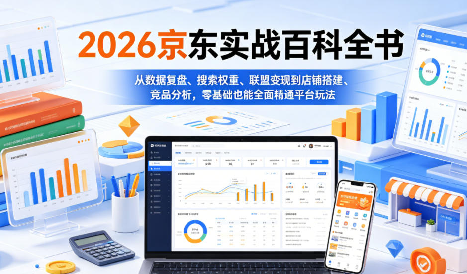 2026京东实战百科全书，从数据复盘、搜索权重、联盟变现到店铺搭建、竞品分析，零基础也能全面精通平台玩法-HEIXMI（中国站）