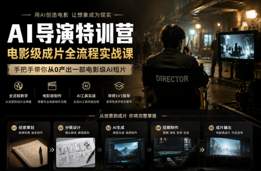 AI导演特训营，电影级成片全流程实战课，手把手带你从0产出一部电影级AI短片-HEIXMI（中国站）