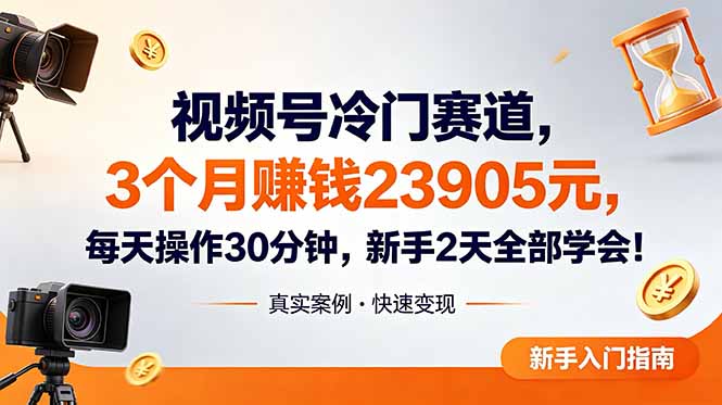 视频号冷门赛道，3个月变现23905元，新手2天学会 每天操作30分钟！-HEIXMI（中国站）