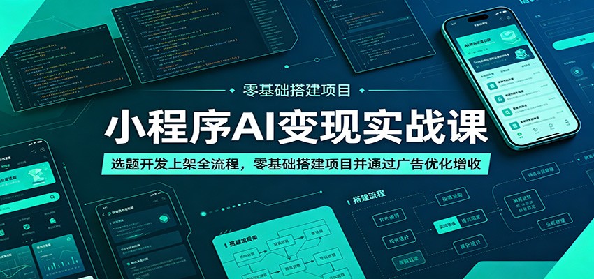 小程序AI变现实战课：选题开发上架全流程，零基础搭建项目并通过广告优化增收-HEIXMI（中国站）
