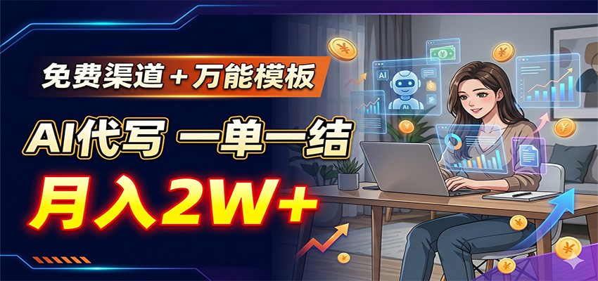 免费渠道+万能模板,AI代写一单一结,月入2W+-HEIXMI(中国站)