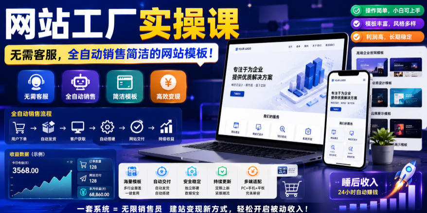 网站工厂实操课，无需客服，网站模板自动赚钱！【原创双语字幕】-HEIXMI（中国站）