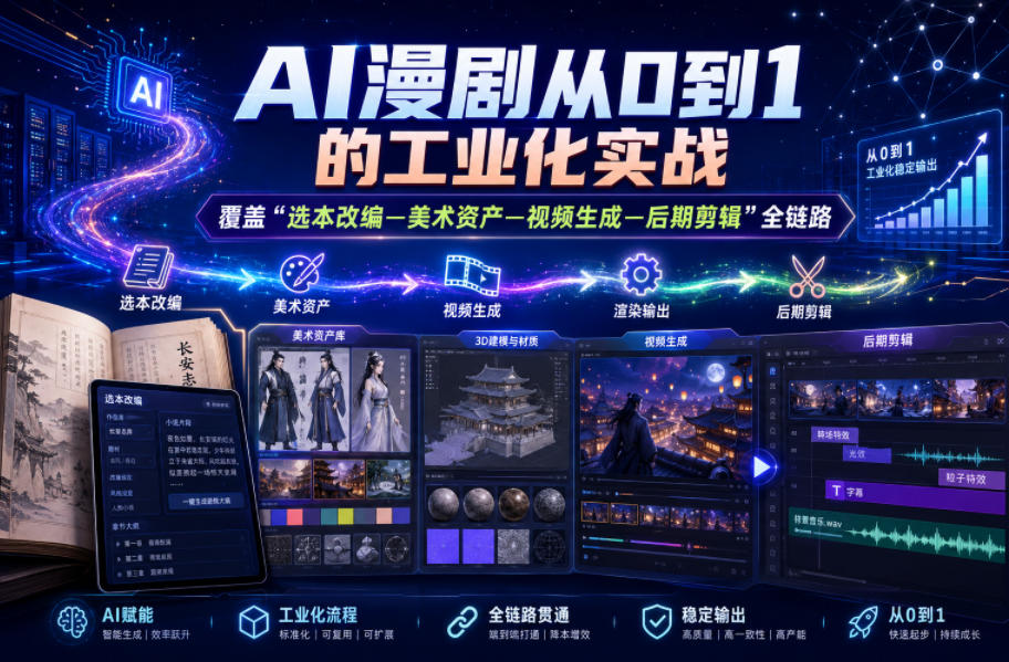 AI漫剧从0到1的工业化实战，覆盖“选本改编—美术资产—视频生成—后期剪辑”全链路(更新6月)-HEIXMI（中国站）