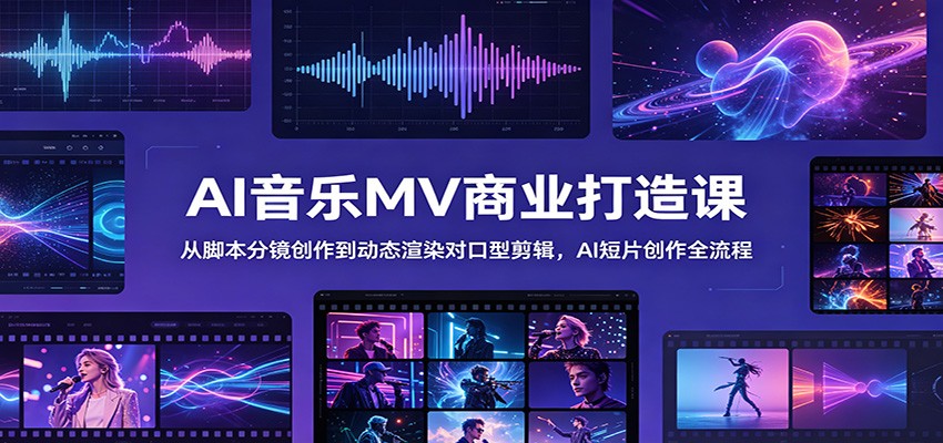 AI音乐MV商业打造课：从脚本分镜创作到动态渲染对口型剪辑，AI短片创作全流程-HEIXMI（中国站）