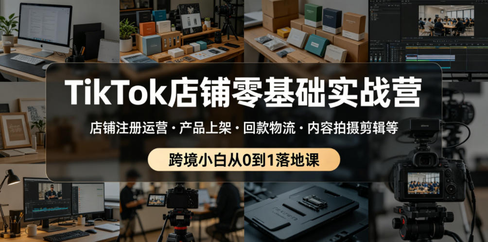 TikTok店铺零基础实战营，店铺注册运营・产品上架・回款物流・内容拍摄剪辑等 ，跨境小白从0到1落地课-HEIXMI（中国站）