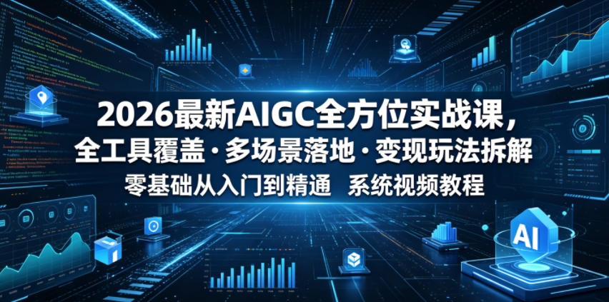 2026最新AIGC全方位实战课，全工具覆盖・多场景落地・变现玩法拆解，零基础从入门到精通系统视频教程-HEIXMI（中国站）