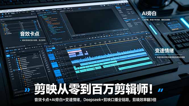 剪映从零到百万剪辑师！音效卡点+AI旁白+变速情绪，Deepseek+剪映口播全链路，剪辑效率翻3倍-HEIXMI（中国站）