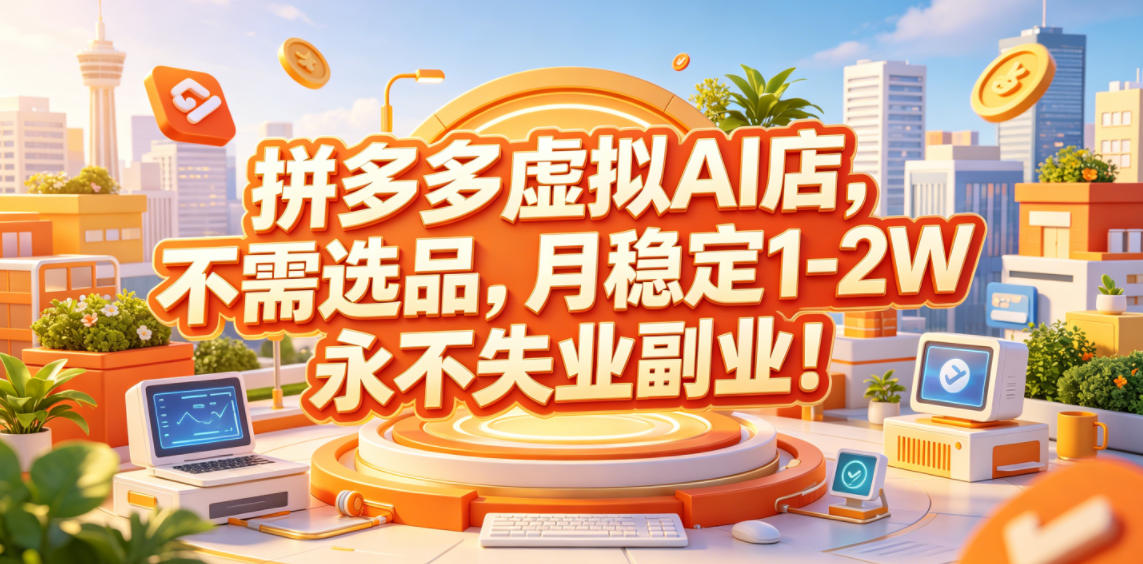 拼多多虚拟AI店，不需选品，月稳定1-2W，永不失业副业！【揭秘】-HEIXMI（中国站）
