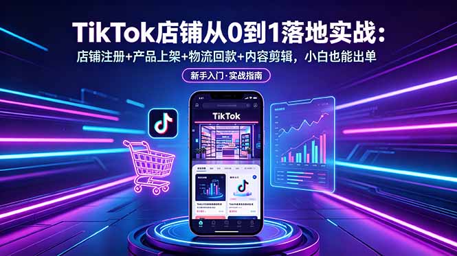 TikTok店铺从0到1落地实战：店铺注册+产品上架+物流回款+内容剪辑，小白也能出单-HEIXMI（中国站）