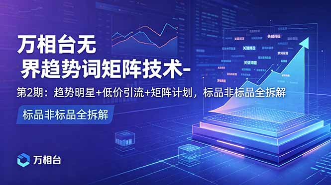 万相台无界趋势词矩阵技术-第2期：趋势明星+低价引流+矩阵计划，标品非标品全拆解-HEIXMI（中国站）