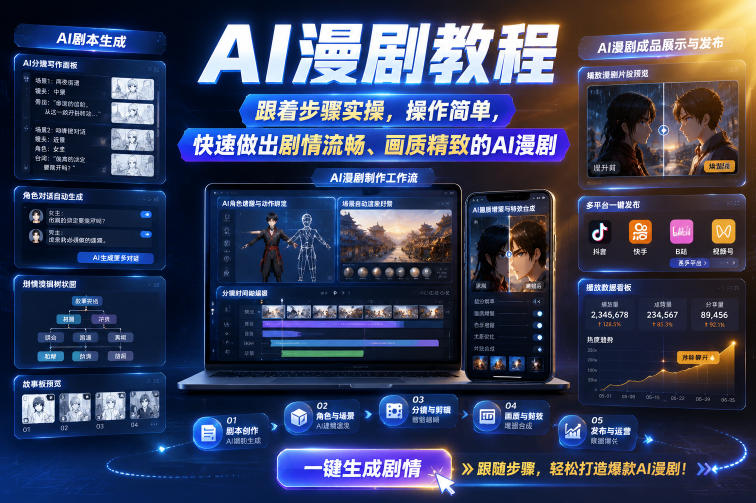 AI漫剧教程，跟着步骤实操，操作简单，快速做出剧情流畅、画质精致的AI漫剧-HEIXMI（中国站）