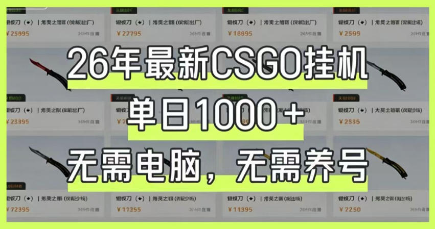 26年最新CSGO挂G系统，单日1000+，无需电脑，无需养号，0基础可上手【揭秘】-HEIXMI（中国站）