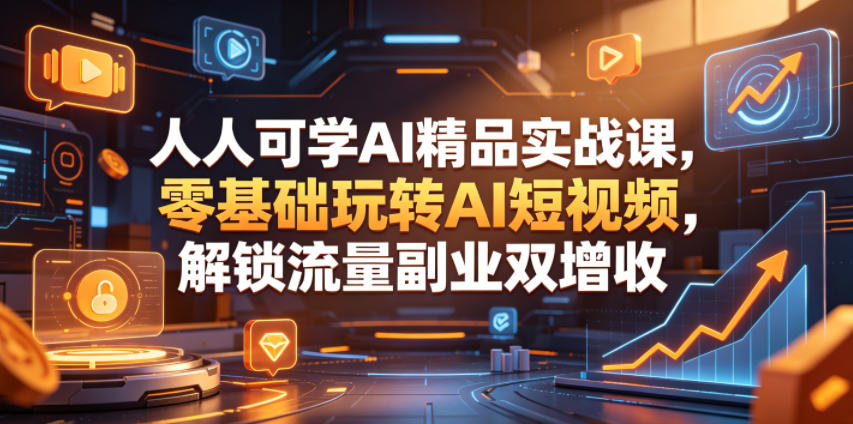 人人可学AI精品实战课，零基础玩转AI短视频，解锁流量副业双增收-HEIXMI（中国站）