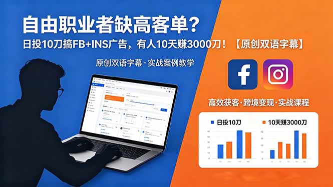 自由职业者缺高客单？日投 10 刀搞 FB+INS 广告，有人 10 天赚 3000 刀！【原创双语字幕】-HEIXMI（中国站）
