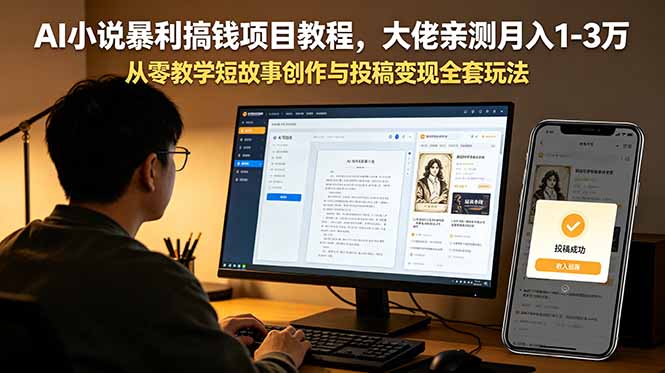 AI小说暴利搞钱项目教程，大佬亲测月入1-3万，从零教学短故事创作与投稿变现全套玩法-HEIXMI（中国站）