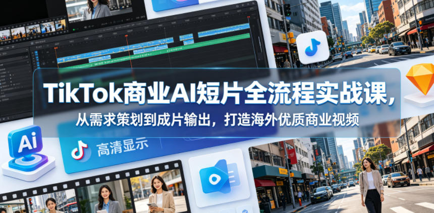TikTok商业AI短片全流程实战课，从需求策划到成片输出，打造海外优质商业视频-HEIXMI（中国站）