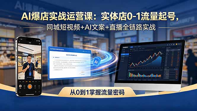 AI爆店实战运营课：实体店0-1流量起号，同城短视频+AI文案+直播全链路实战-HEIXMI（中国站）