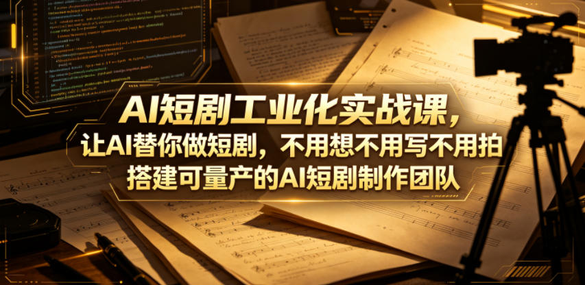 AI短剧工业化实战课，让AI替你做短剧，不用想不用写不用拍，搭建可量产的AI短剧制作团队-HEIXMI（中国站）