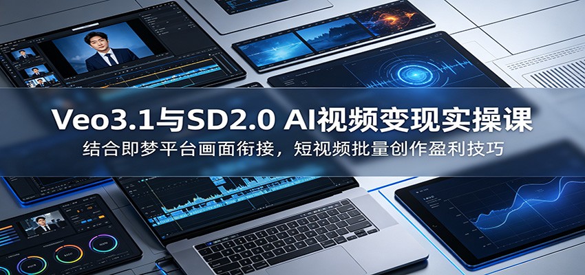 Veo3.1与SD2.0 AI视频变现实操课课：结合即梦平台画面衔接，短视频批量创作盈利技巧-HEIXMI（中国站）