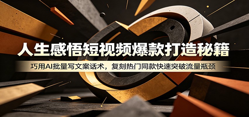 人生感悟短视频爆款打造秘籍：巧用A 批量写文案话术，复刻热门同款快速突破流量瓶颈-HEIXMI（中国站）