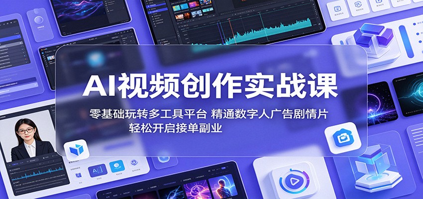 AI视频创作实战课：零基础玩转多工具平台，精通数字人广告、剧情片，轻松开启接单副业-HEIXMI（中国站）