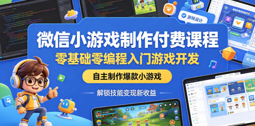 微信小游戏制作付费课程，零基础零编程入门游戏开发，自主制作爆款小游戏，解锁技能变现新收益-HEIXMI（中国站）
