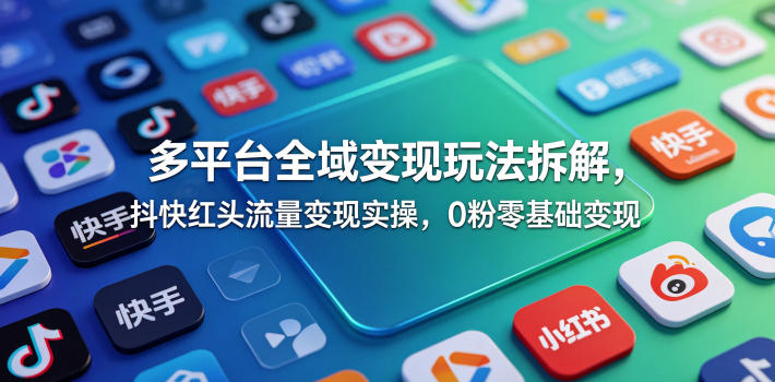 多平台全域变现玩法拆解，抖快红头流量变现实操，0粉零基础变现-HEIXMI（中国站）