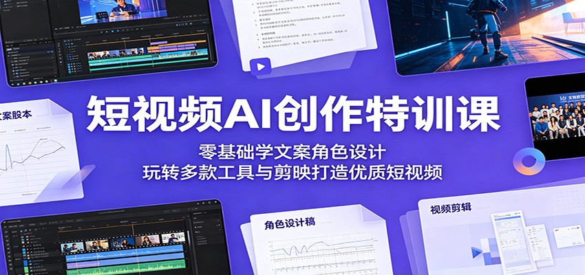 短视频AI创作特训课：零基础学文案角色设计，玩转多款工具与剪映打造优质短视频-HEIXMI（中国站）